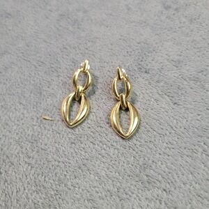 Swarovski Drop Earrings‎ Womens OS Gold Double Marquise Link Vintage SCS Jewelry